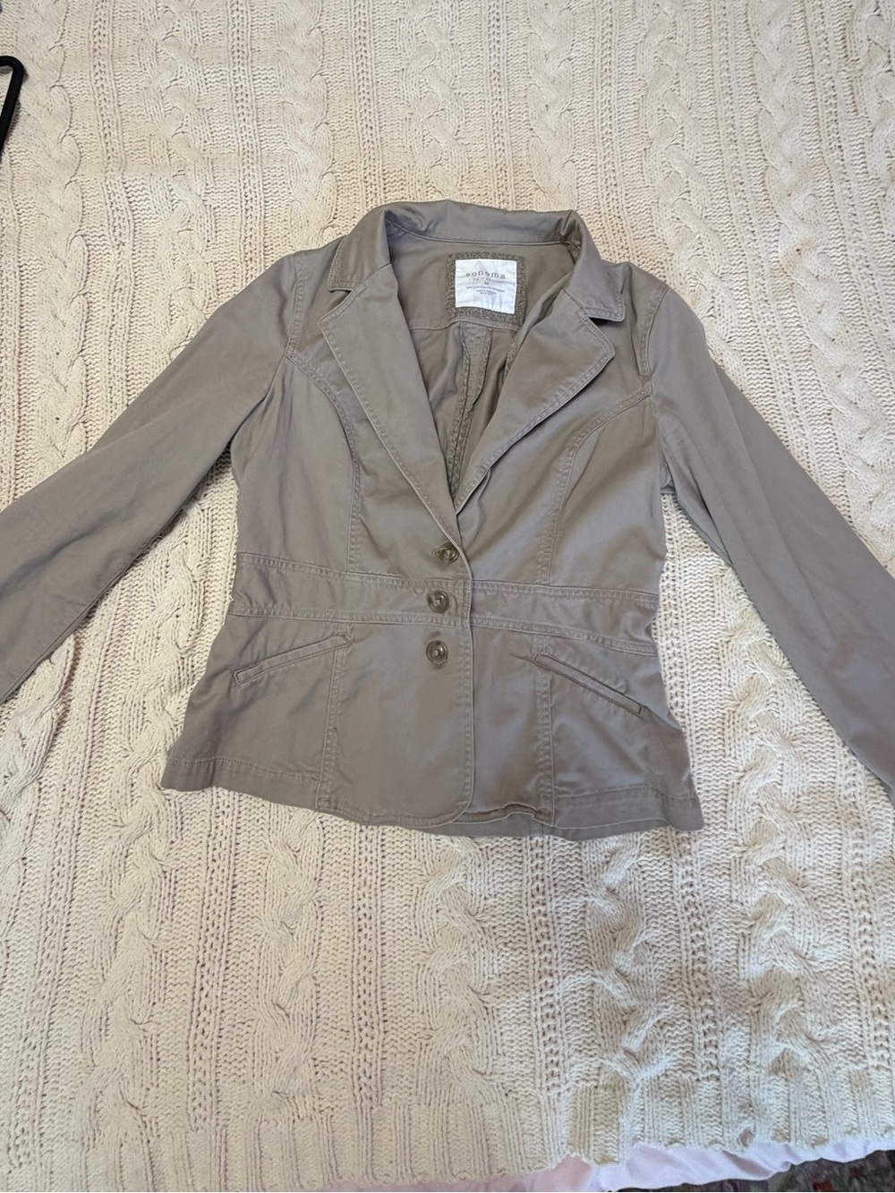 Light Taupe Women's Tailored Blazer Jacket Sonoma size medium 98% cotton
